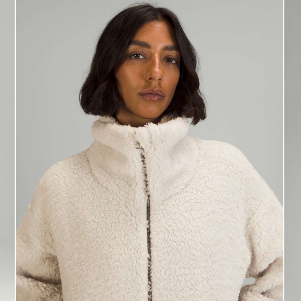 Lululemon Cinchable Fleece Zip-Up Jacket (Like New) Size 10 White Opal - Picture 4 of 12